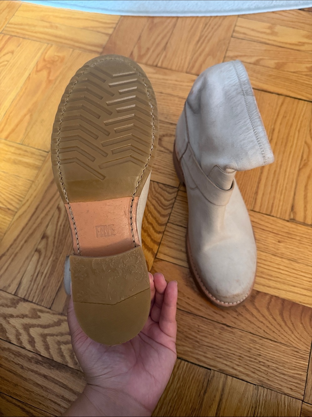 Frye Off-White Veronica Leather Ankle Boot with Buckle - Picture 12 of 14